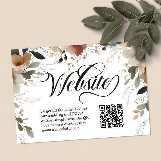 Etherische Elegantie Bloemenbruiloft Website QR Co Informatiekaartje