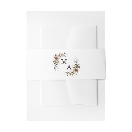 Etherische Elegantie Boho Wreath Monogram Bruiloft Uitnodigingen Wikkel (Voorkant Voorbeeld)