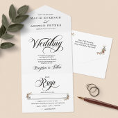 Etherische Elegantie Classic Wit Waterverf Bruilof All In One Uitnodiging