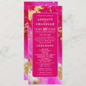 ETHERISCHE ELEGANTIE: Hot Pink Geode-geïnspireerde Programmakaart (Voorkant / Achterkant)