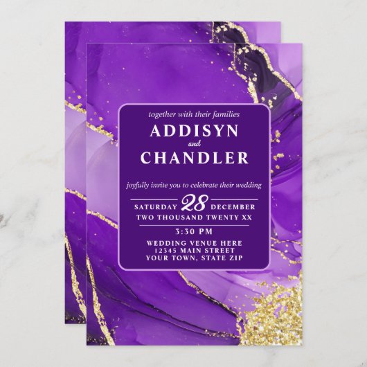 ETHERISCHE ELEGANTIE: Paarse Geode-geïnspireerde b Kaart (Voorkant / Achterkant)