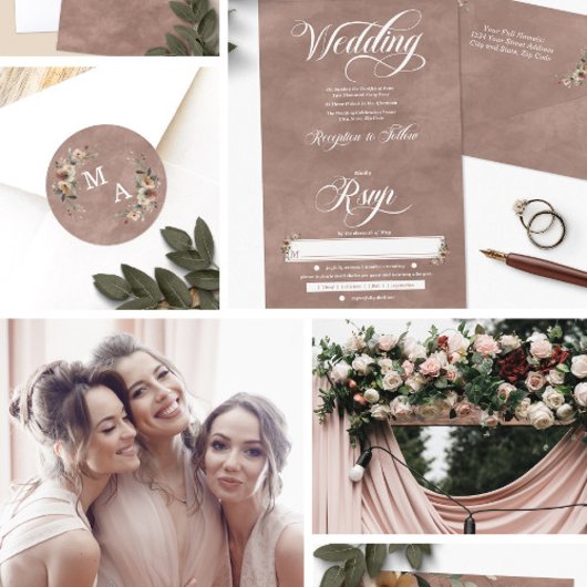 Etherische Elegantie Rosewood Roze Waterverf Bruil Kaart