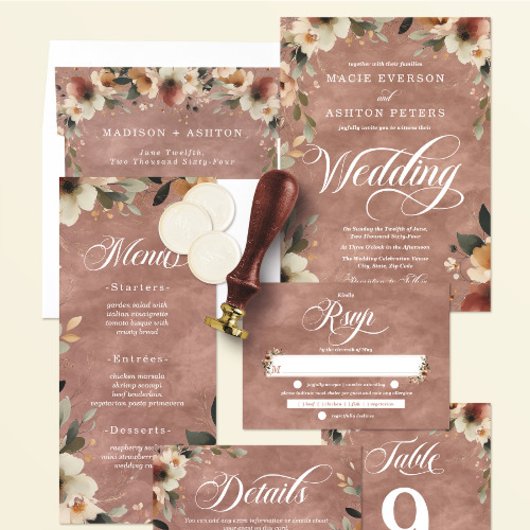 Etherische Elegantie Rosewood Roze Waterverf Bruil Kaart