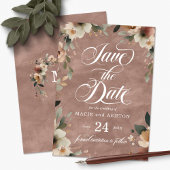 Etherische Elegantie Rosewood Waterverf Bruiloft Save The Date