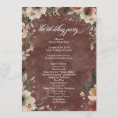 Etherische Elegantie rustieke granaat bruiloft cer Programmakaart (Achterkant)