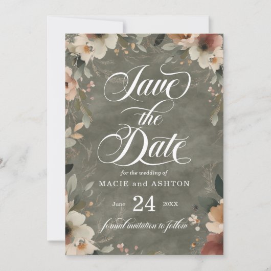 Etherische Elegantie Sage Whisper Waterverf Bruilo Save The Date (Voorkant)