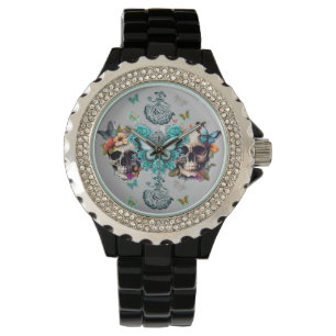 Etherische elegantie: schedels en vlinders 🦋💀 horloge
