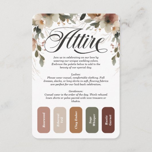 Etherische Elegantie Trouwjurk Code Kleur Palet Informatiekaartje (Voorkant)