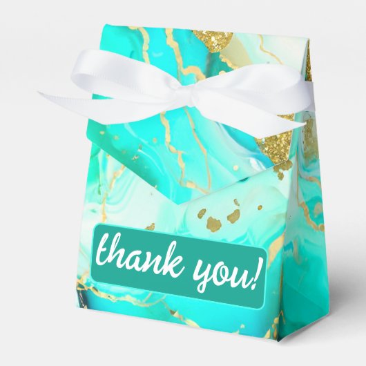ETHERISCHE ELEGANTIE TURQUOISE GEODE-GEÏNSPIREERDE BEDANKDOOSJES (Voorkant Zijde)