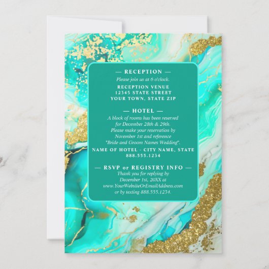 ETHERISCHE ELEGANTIE TURQUOISE GEODE-GEÏNSPIREERDE KAART (Achterkant)