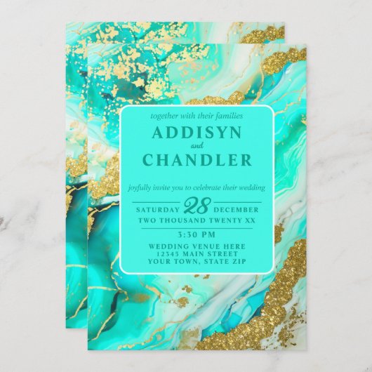 ETHERISCHE ELEGANTIE TURQUOISE GEODE-GEÏNSPIREERDE KAART (Voorkant / Achterkant)