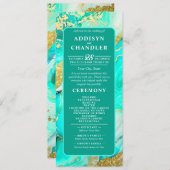 ETHERISCHE ELEGANTIE TURQUOISE GEODE-GEÏNSPIREERDE PROGRAMMAKAART (Voorkant / Achterkant)