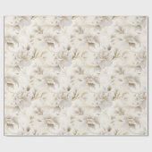 Etherische elegantie: witte en ivoren bruiloft blo cadeaupapier (Vlak)