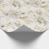 Etherische elegantie: witte en ivoren bruiloft blo cadeaupapier (Hoek)