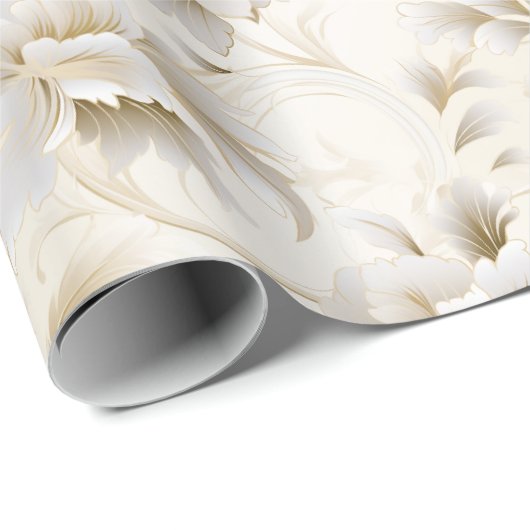 Etherische elegantie: witte en ivoren bruiloft blo cadeaupapier (Rol Hoek)