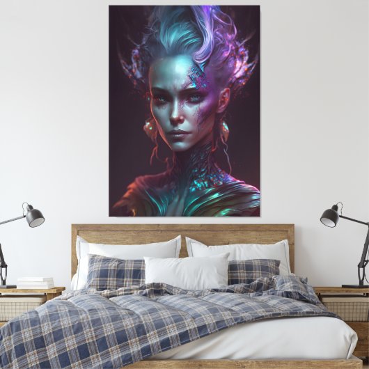 Etherische Enigma: een fantasma iriserende vrouw Canvas Afdruk (Insitu (Slaapkamer))