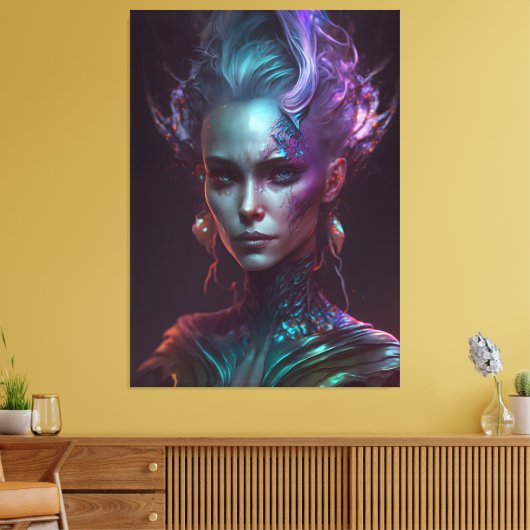 Etherische Enigma: een fantasma iriserende vrouw Canvas Afdruk (Insitu (Woonkamer))