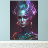 Etherische Enigma: een fantasma iriserende vrouw Canvas Afdruk (Insitu (Houten vloer))