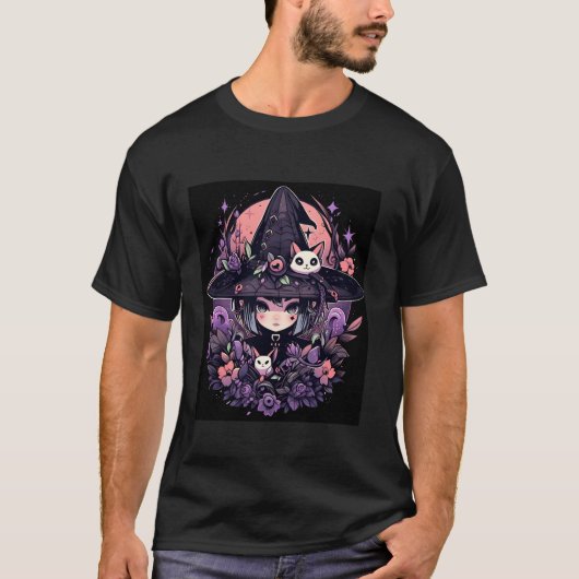 Etherische Enigma Halloween Heks Graphic met lange T-shirt (Voorkant)