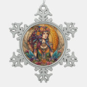 Etherische essentie: een mystieke inkttekening tin sneeuwvlok ornament (Voorkant)