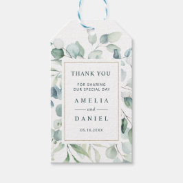 Etherische Eucalyptus Goud Groen Bruiloft Dank u Cadeaulabel