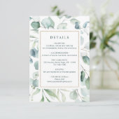 Etherische Eucalyptus Goud Groen Bruiloft Details Informatiekaartje (Staand voorkant)