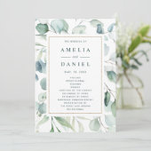 Etherische Eucalyptus Goud Groen Bruiloft Programm Programmakaart (Staand voorkant)