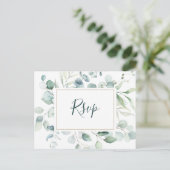 Etherische Eucalyptus Goud Groen Bruiloft RSVP Briefkaart (Staand voorkant)