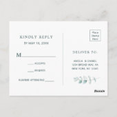 Etherische Eucalyptus Goud Groen Bruiloft RSVP Briefkaart (Achterkant)