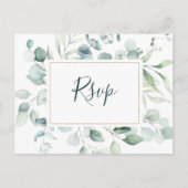 Etherische Eucalyptus Goud Groen Bruiloft RSVP Briefkaart (Voorkant)