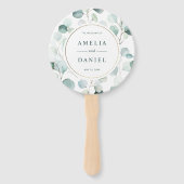 Etherische Eucalyptus Goud Lijst Groen Bruiloft Handwaaier (Voorkant)