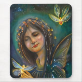 Etherische Fairy Meisje en Gouden Vlinder Muismat (Voorkant)