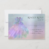 Etherische Fairy Wing Gown | Rainbow Pastel Sheen RSVP Kaartje (Voorkant)