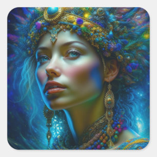 Etherische Fantasy Art Princess Warrior Mooi Vierkante Sticker
