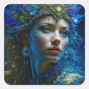 Etherische Fantasy Art Prinses Warrior Mystiek Vierkante Sticker