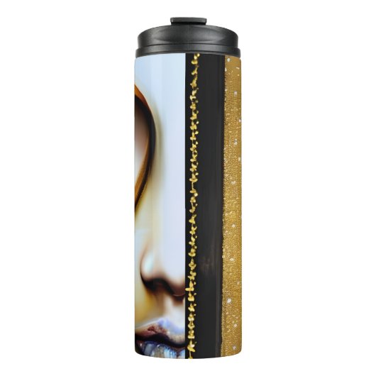Etherische fantasy kunst | Goud en zwart Thermosbeker (Voorkant)