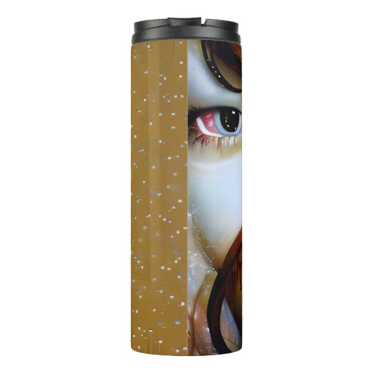 Etherische fantasy kunst | Goud en zwart Thermosbeker (Achterkant)