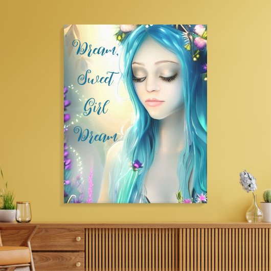 Etherische fantasy kunst | Mooie blauwe fee Canvas Afdruk (Insitu (Woonkamer))