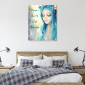 Etherische fantasy kunst | Mooie blauwe fee Canvas Afdruk (Insitu (Slaapkamer))
