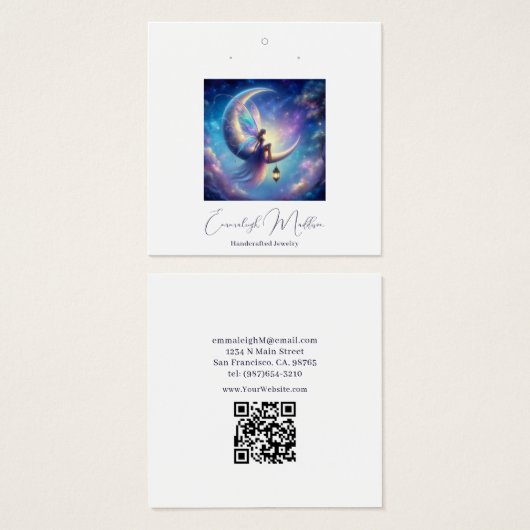 Etherische Fee Maan Godin Sieraden Delights Vierkante Visitekaartjes (Voorkant /achterkant)