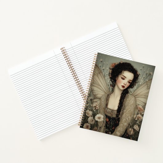 Etherische fee met vleugels in bloementuin Kunst Notitieboek (Binnen)