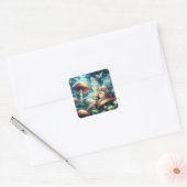 Etherische fee slapen op een paddenstoel vierkante sticker (Envelop)