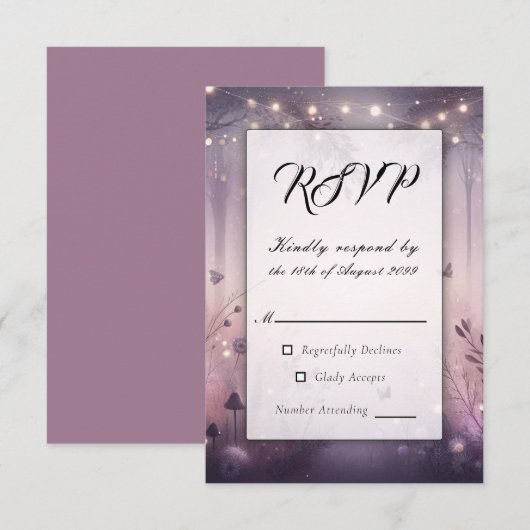 Etherische feeënlichten bosbruiloft RSVP kaartje (Voorkant / Achterkant)