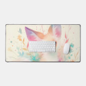 Etherische Fennekvos Pastel Regenboog Waterverf Bureaumat (Keyboard & Muis)