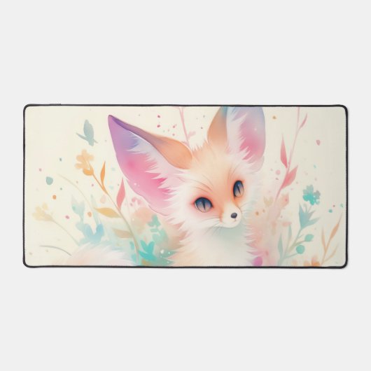 Etherische Fennekvos Pastel Regenboog Waterverf Bureaumat (Voorkant)