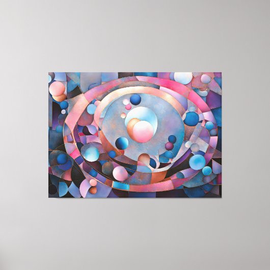 Etherische geometrie: Retro Blues Pinks Glass Effe Canvas Afdruk (Voorkant)