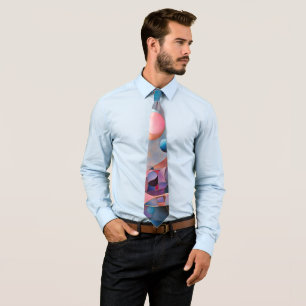 Etherische geometrie: Retro Blues Pinks Glass Effe Stropdas