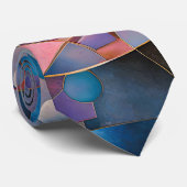 Etherische geometrie: Retro Blues Pinks Glass Effe Stropdas (Opgerold)