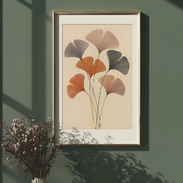 Etherische ginkgo verlaat de Waterverf Poster