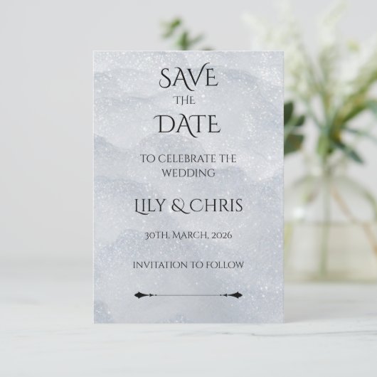 Etherische Glans Bewaar de Datum Save The Date (Staand voorkant)